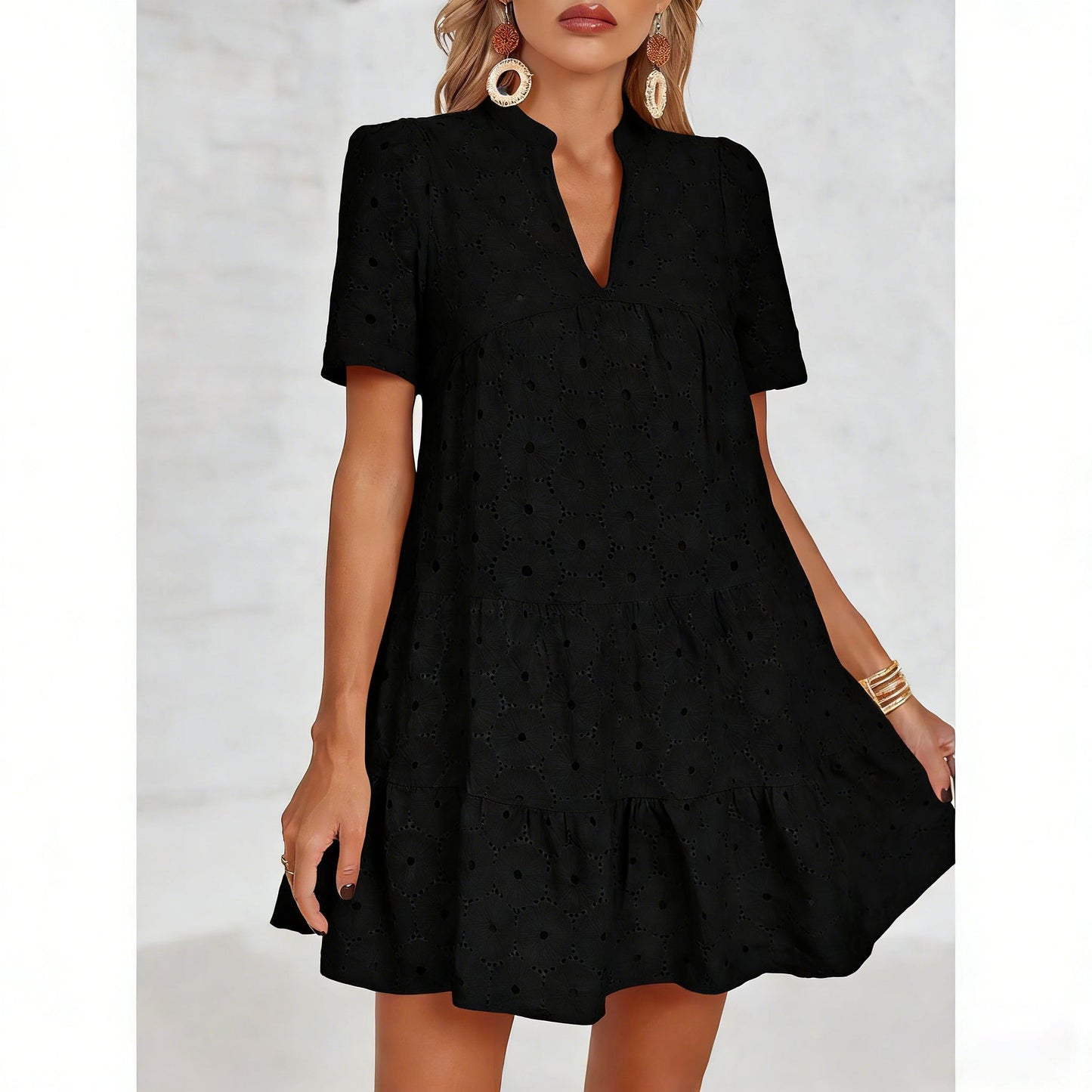 Women’s Summer Lace Dresses Eyelet Casual Flowy Babydoll Swing(Buy 2 Free Shipping)