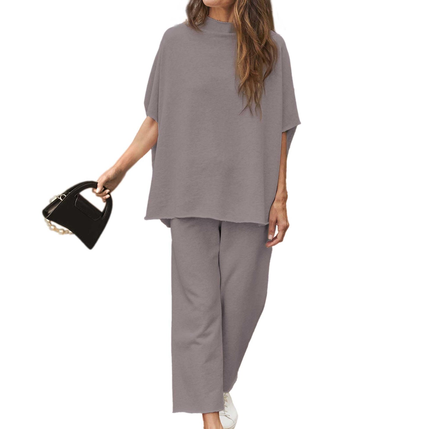 Limited time saleš„Women's 2 Piece Outfits 3/4 Batwing Sleeve Pullover Top Wide Leg Pants Lounge Set