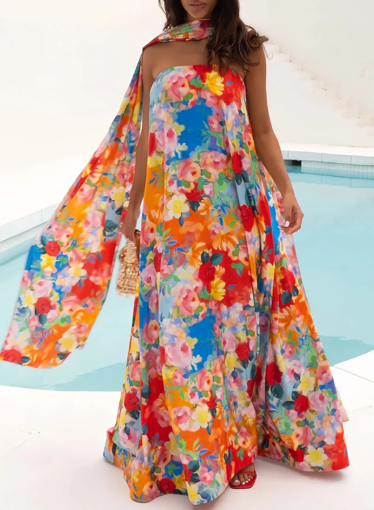 Women's Halter Neck Floral Maxi Dress