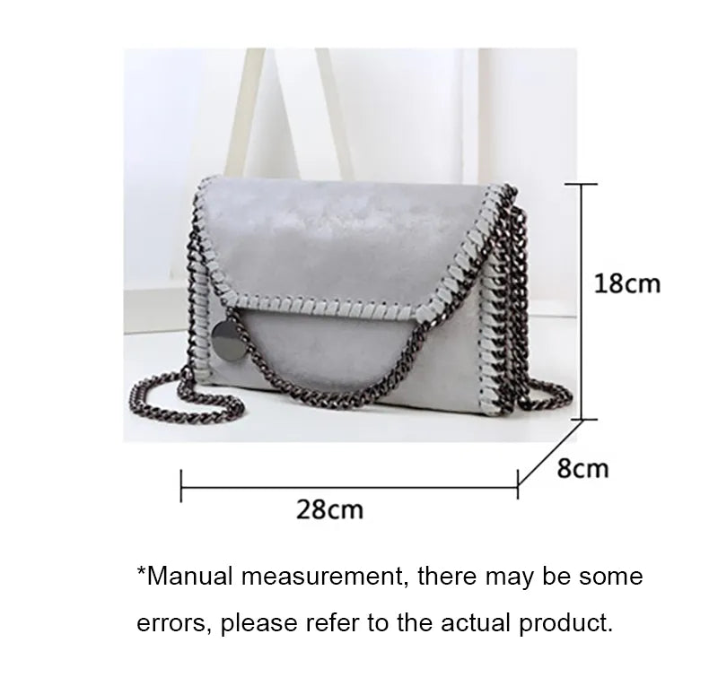 Suede clutch with chain