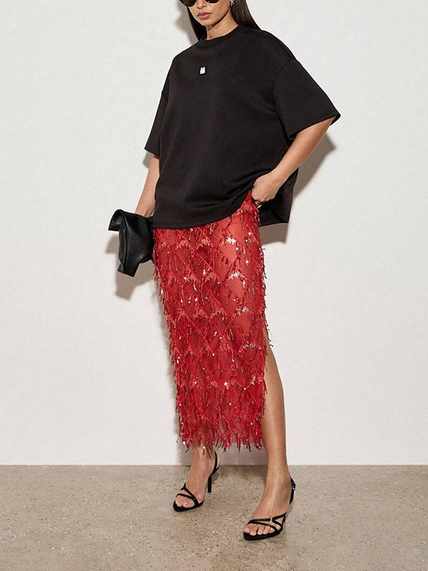 Beaded Crystal Mesh Overlay Skirt(BUY 2 FREE SHIPPING)