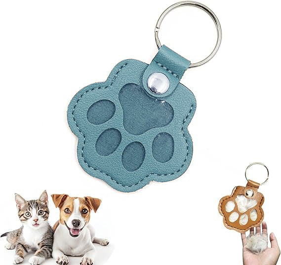 Cute leather paw print keychain made from pet cat and dog fur（BUY MORE SAVE MORE)