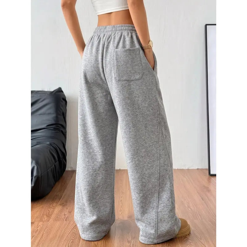 Women's Elastic Drawstring Wide-Leg Sweatpants