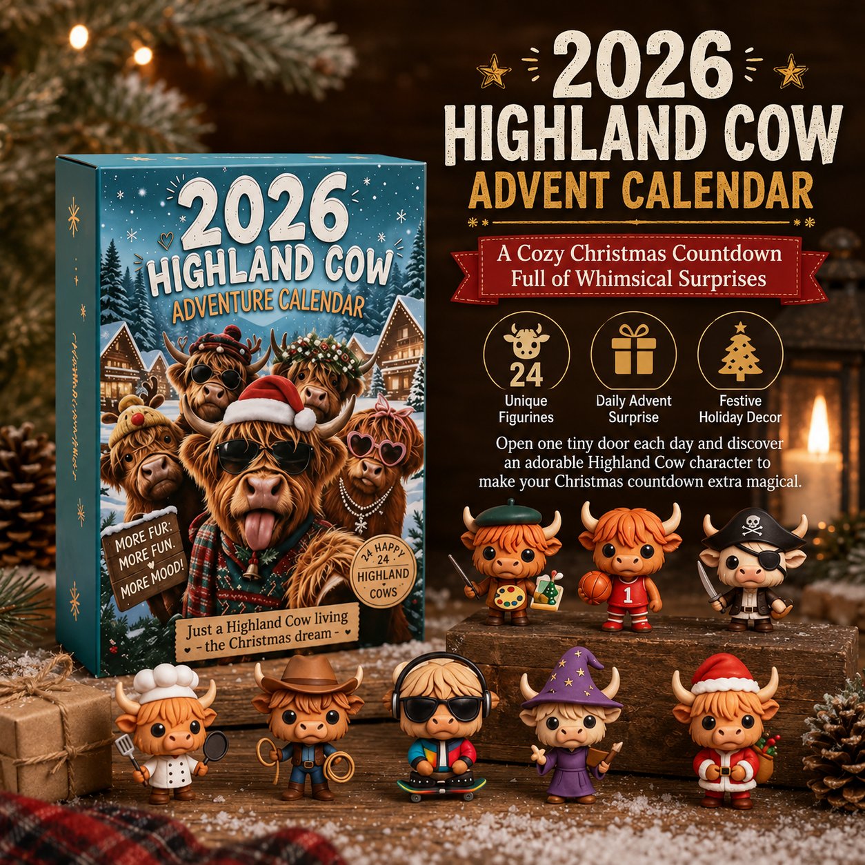 🔥Last Day 49% OFF - 🐂🎁2026 Highland Cow Advent Calendar | Every Day Brings New Surprises(📦Buy 2 Free Shipping)