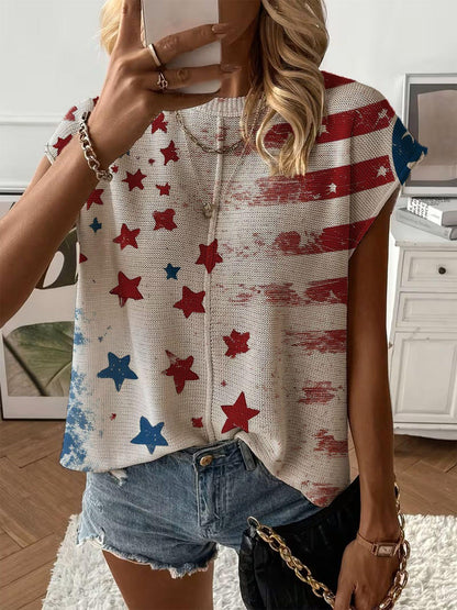 Women's Print Drop-Shoulder Knit Top