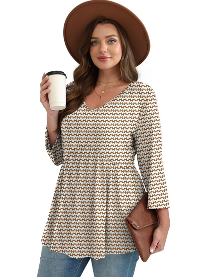 Women's V-Neck 3/4 Sleeve Babydoll Tunic Tops (BUY 2 FREE SHIPPING)