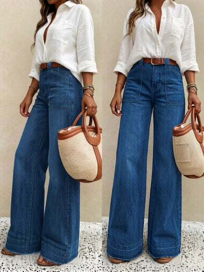 Women's Vintage High Waist Stretch Wide Leg Jeans