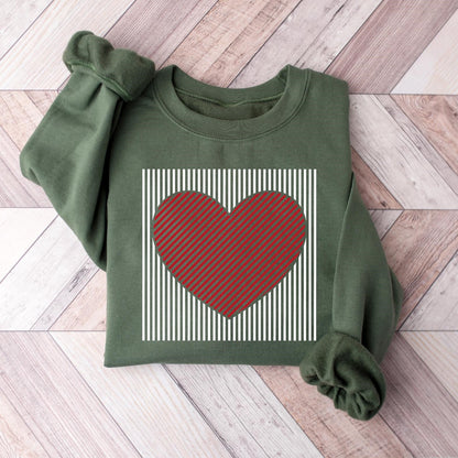 Limited time sale🔥Retro Valentines Heart Stripe Print Sweatshirt
