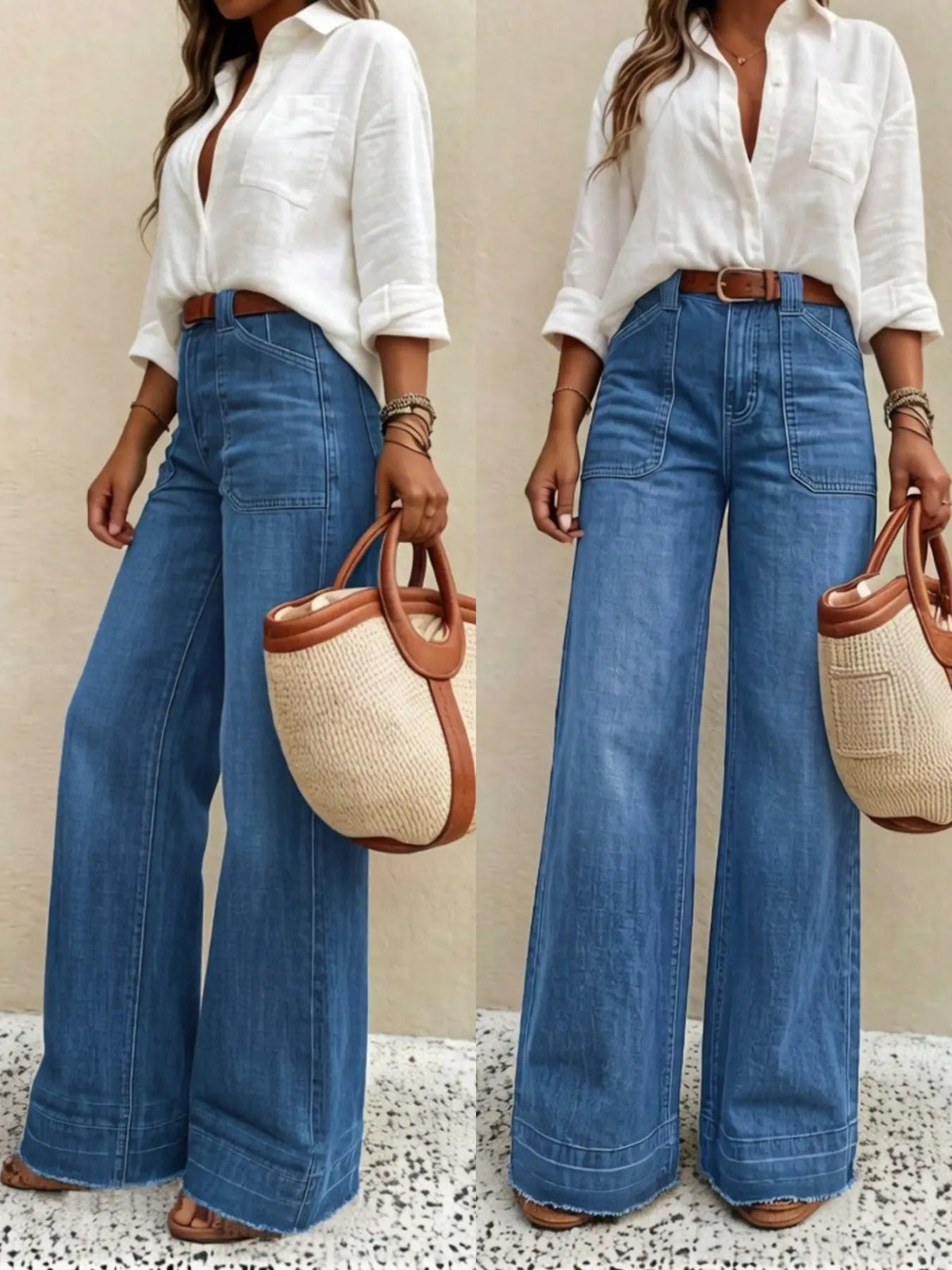 Women's Vintage High Waist Stretch Wide Leg Jeans