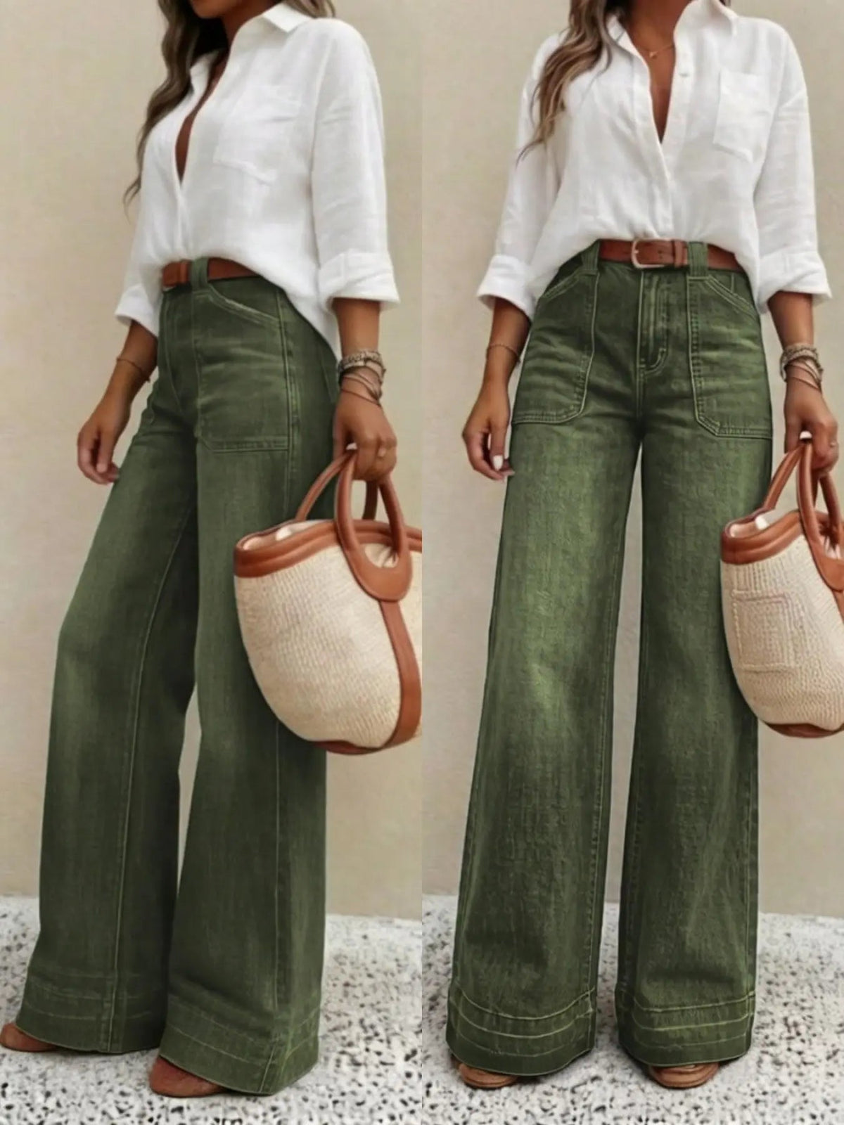 Women's Vintage High Waist Stretch Wide Leg Jeans