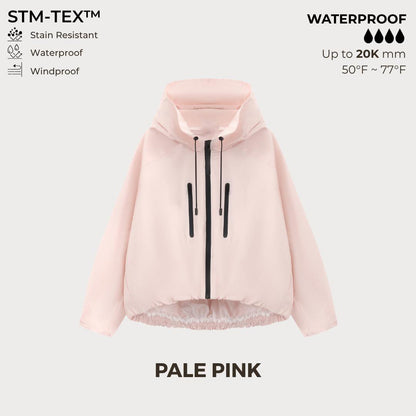 ⏰Hot Sale-Women's Oversized Pleated Hem Rain Jacket With Hooded