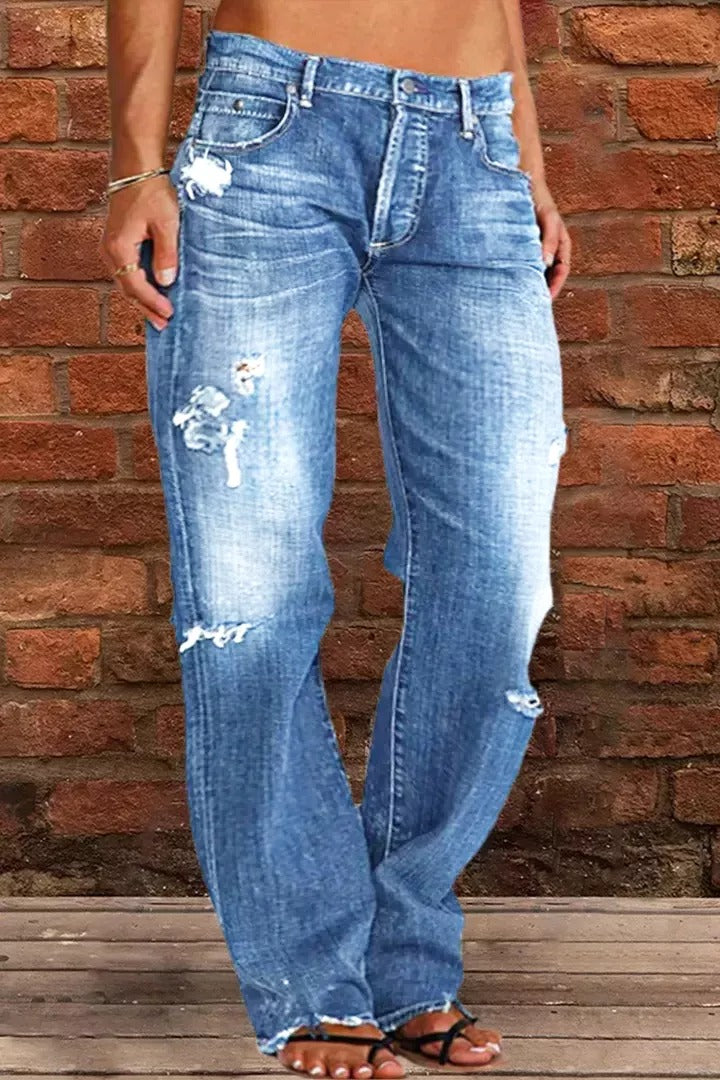 🔥🔥🔥🔥Ripped Low Waist Straight Leg Jeans(Buy 2 Free Shipping)