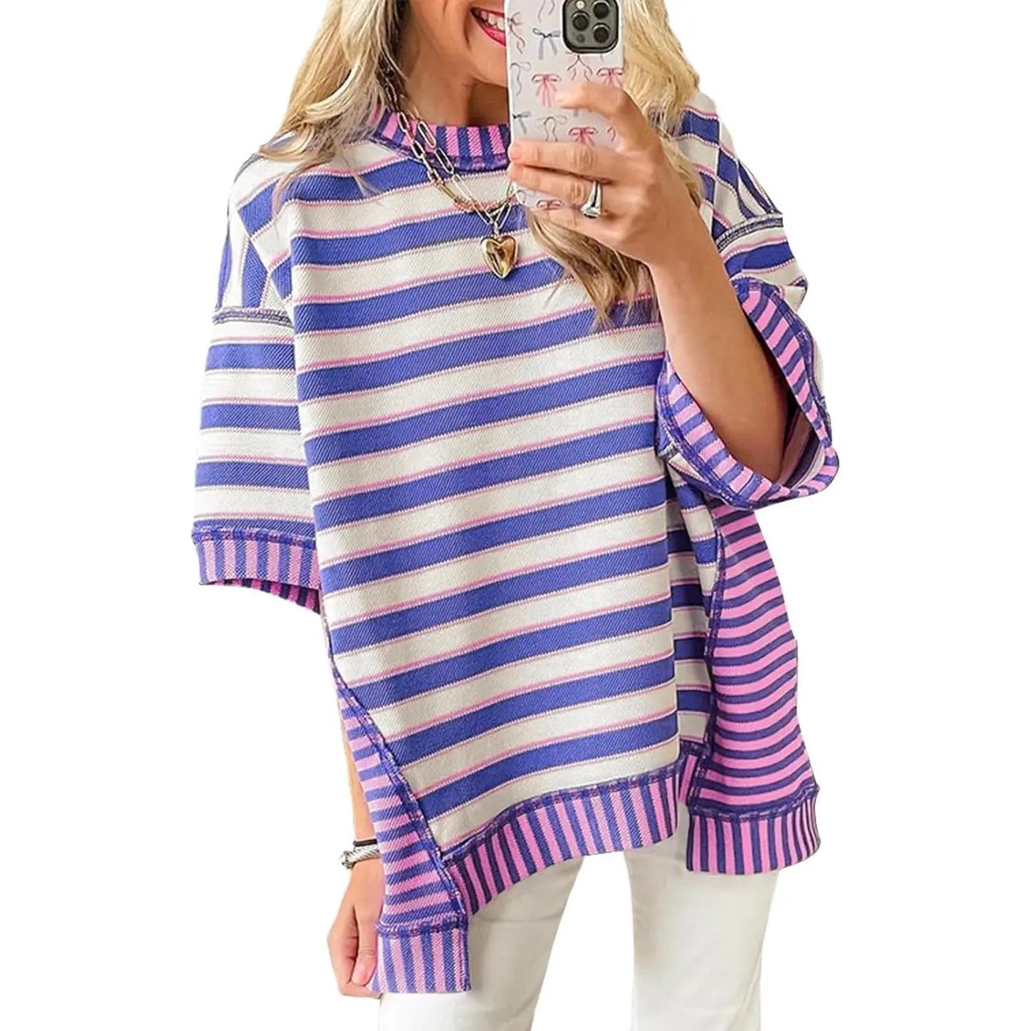 Women's Mixed Stripes Oversized T-shirt
