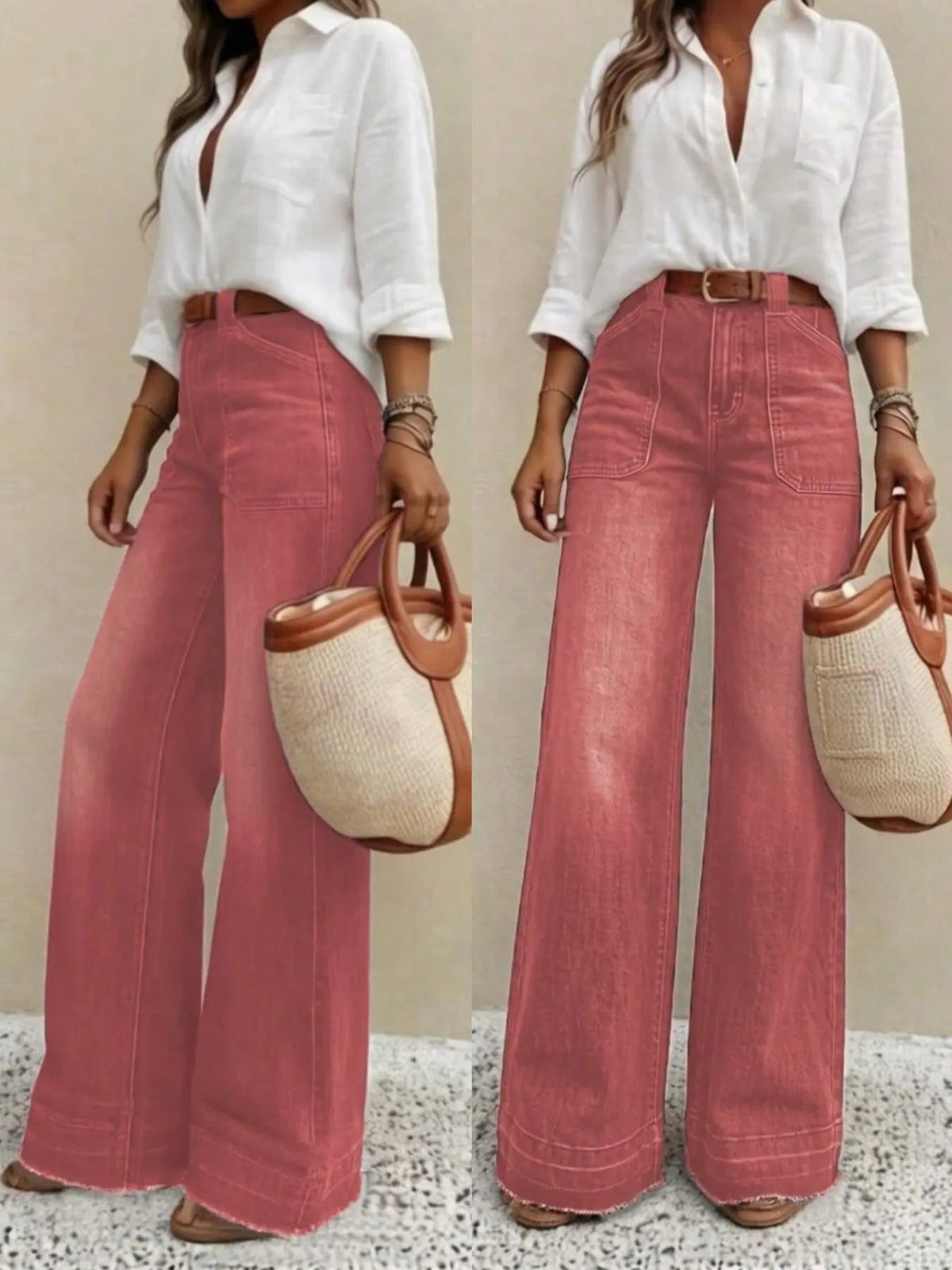 Women's Vintage High Waist Stretch Wide Leg Jeans