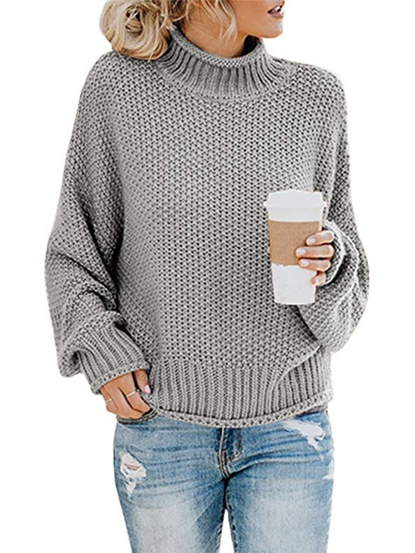 Limited time sale🔥Oversized Turtleneck Batwing Sleeve Pullover Top