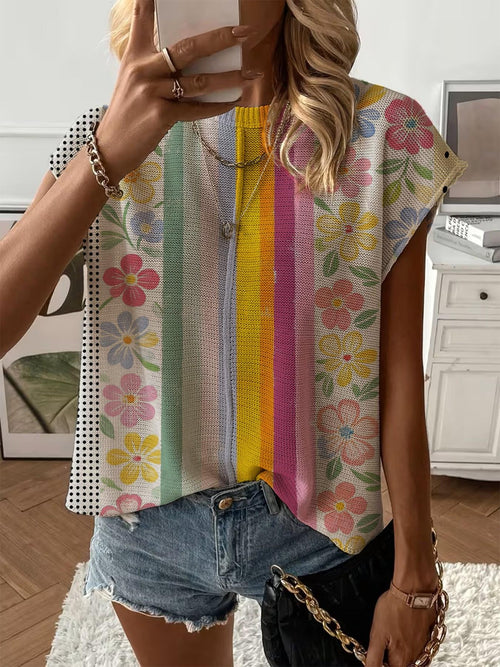 Women's Print Drop-Shoulder Knit Top