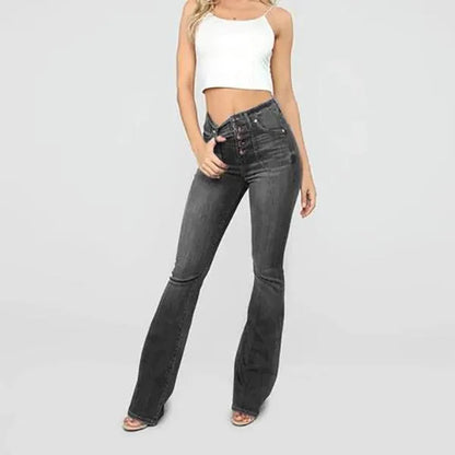 70S HIGH RISE STRETCHY BUTTONS BELL BOTTOM JEANS(Buy 2 Free Shipping)