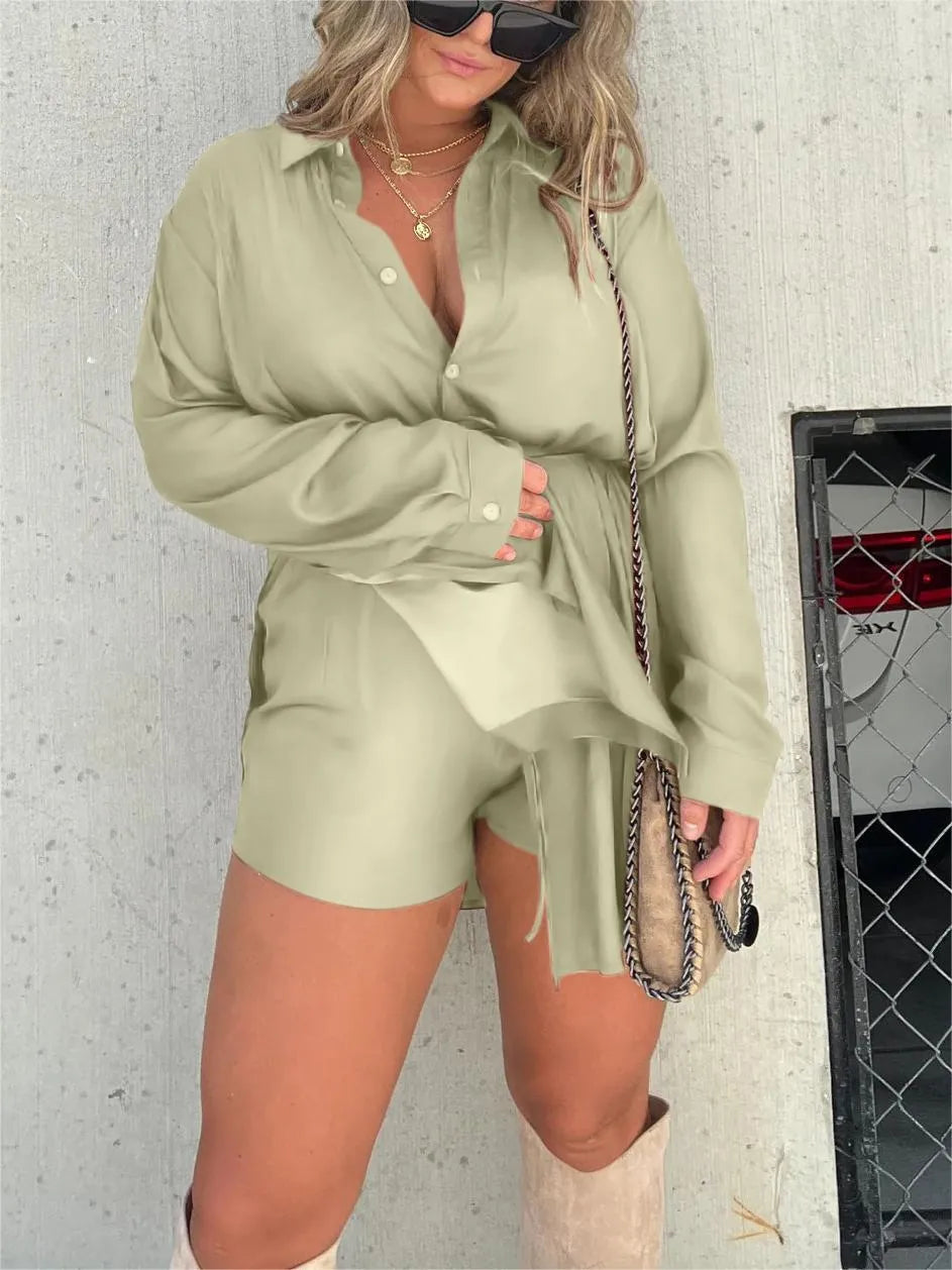 Satin Covered Nights Romper Set (Buy 2 Free Shipping)