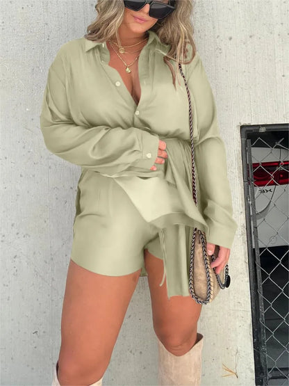 Satin Covered Nights Romper Set (Buy 2 Free Shipping)