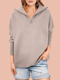 Women's Quarter Zip Rib Knit Cozy Pullover Sweaters  (Buy 2 Free Shipping)