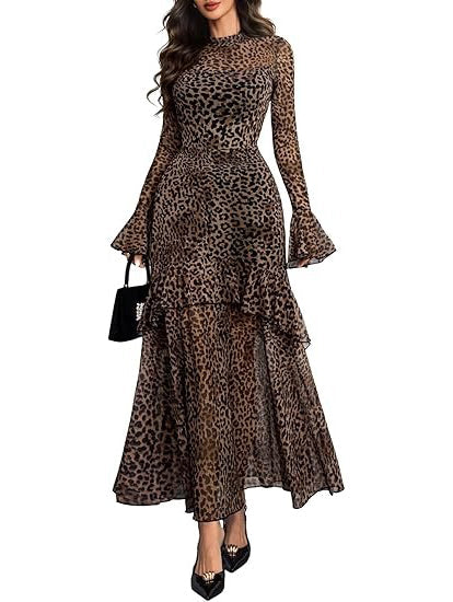 Valentine's Sheer Leopard Maxi Dress
