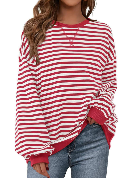 Oversized Striped Color Block Sweatshirt