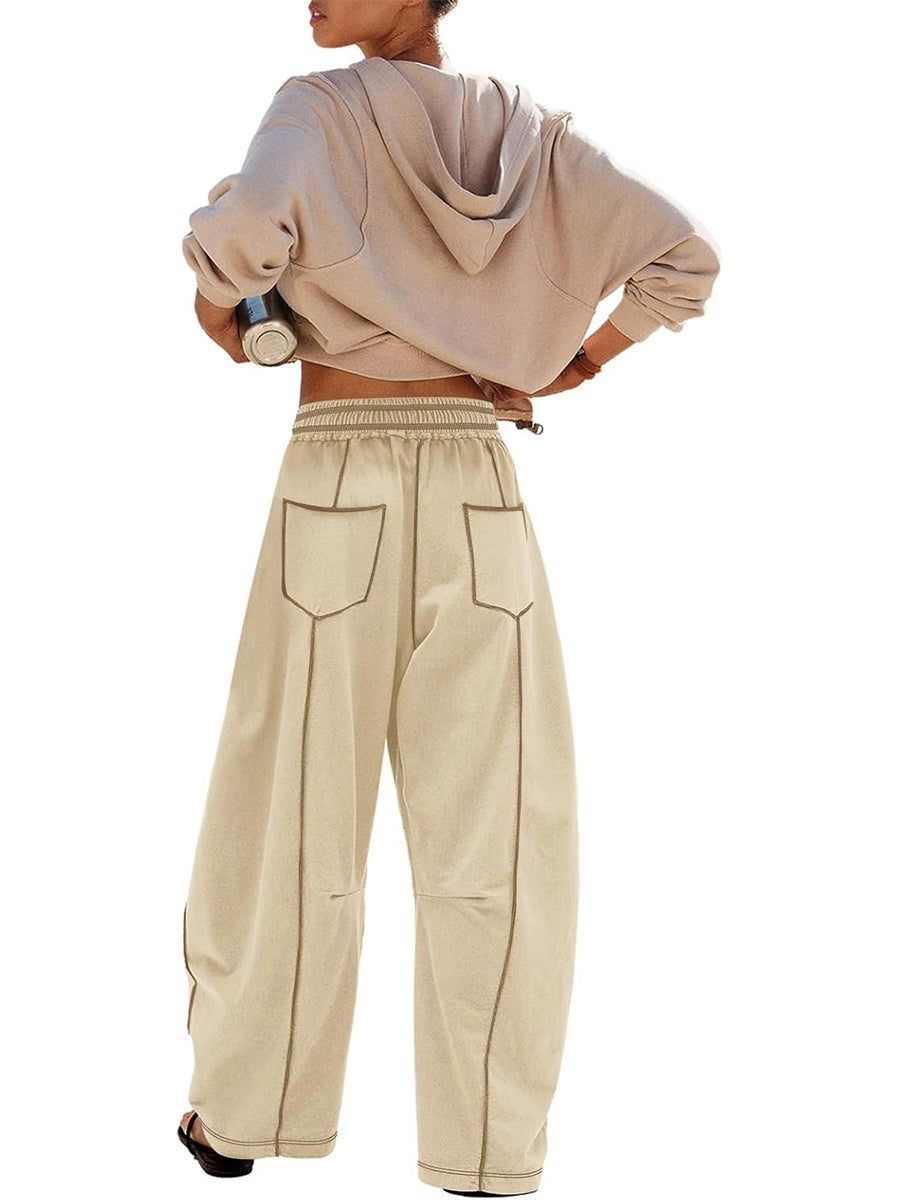 Women's High Waisted Drawstring Wide Leg Baggy Barrel Pants (Buy 2 Free Shipping)