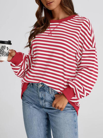 Oversized Striped Color Block Sweatshirt