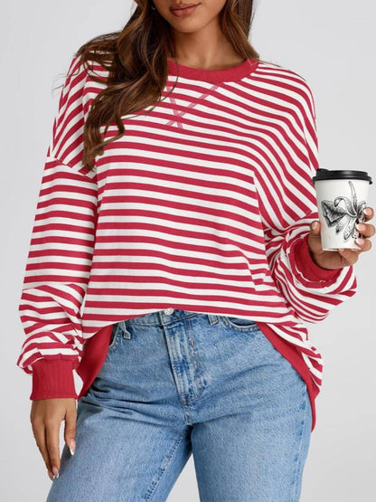 Oversized Striped Color Block Sweatshirt