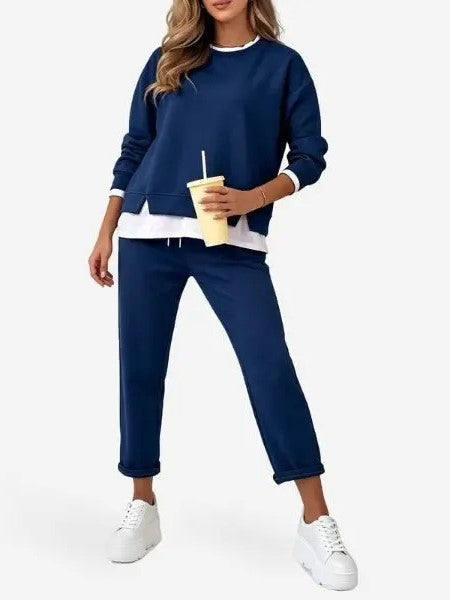 Women's Fake Two Piece Sweatshirt Set