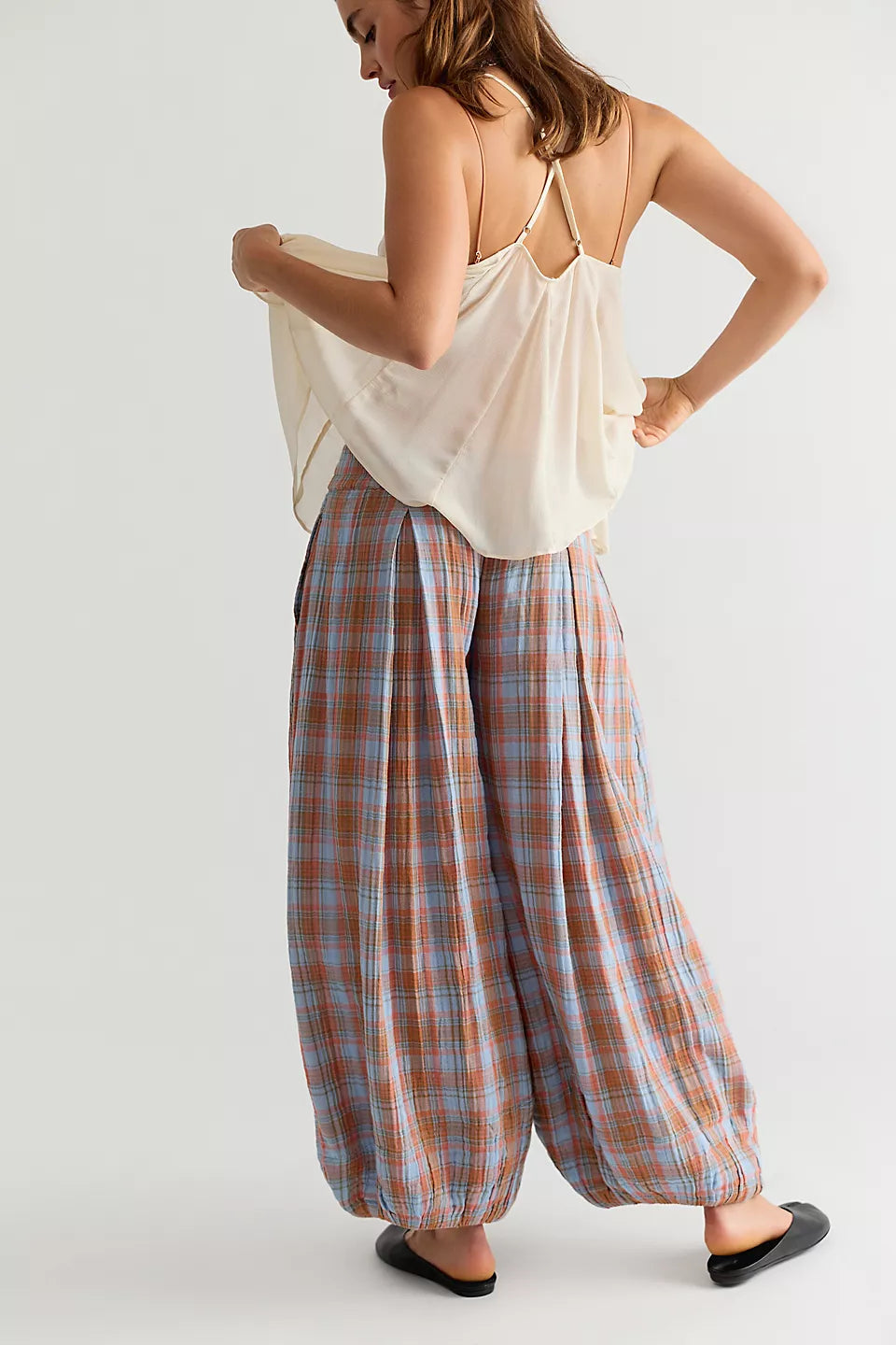 Boho Relaxed Fit Plaid Balloon Pants