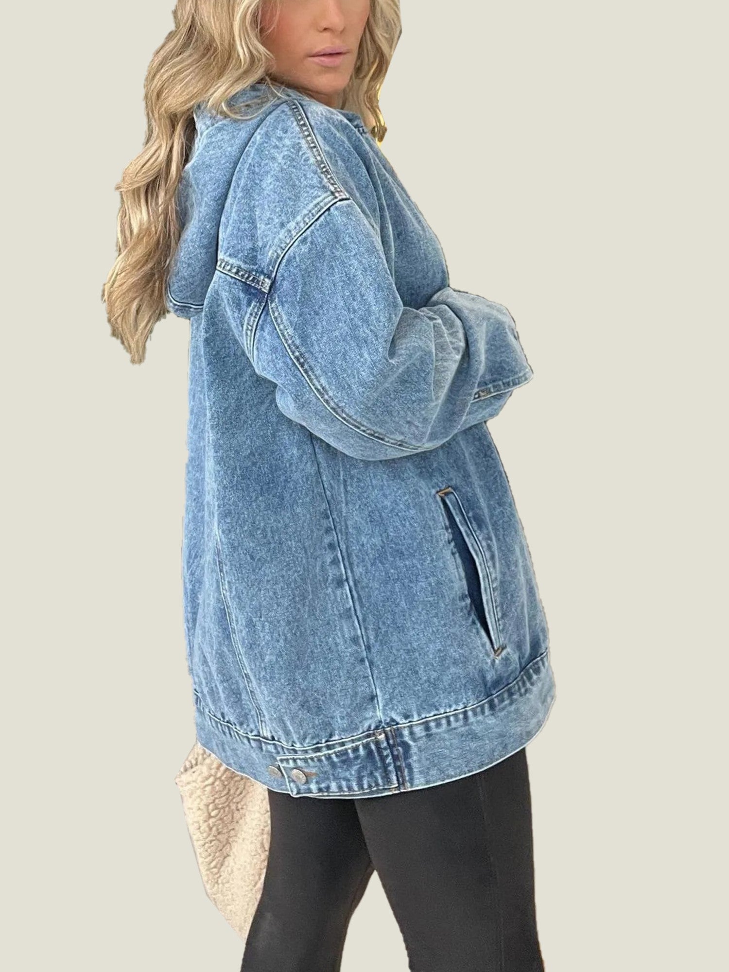 🔥🔥🔥🔥Denim Hooded Sweatshirt with Front Pockets (Buy 2 Free Shipping)
