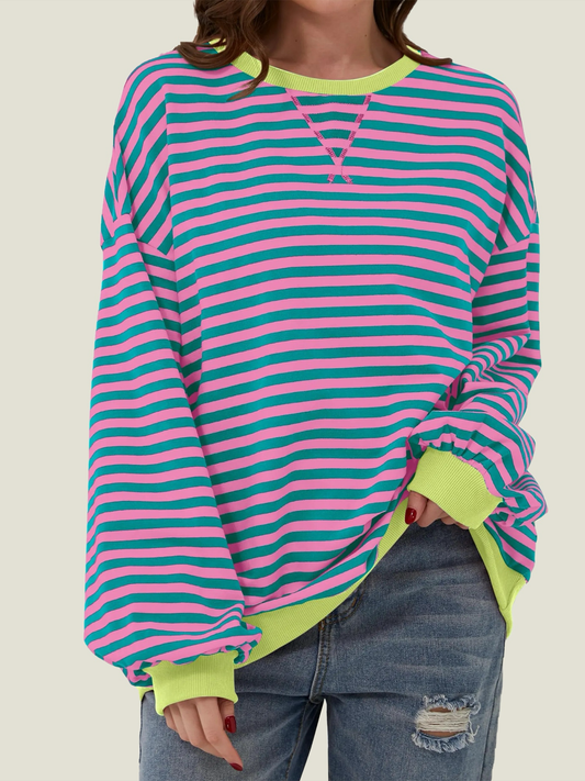Women's Oversized Striped Long Sleeve Pullover (Buy 2 Free Shipping)