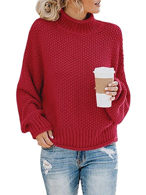 Limited time sale🔥Oversized Turtleneck Batwing Sleeve Pullover Top