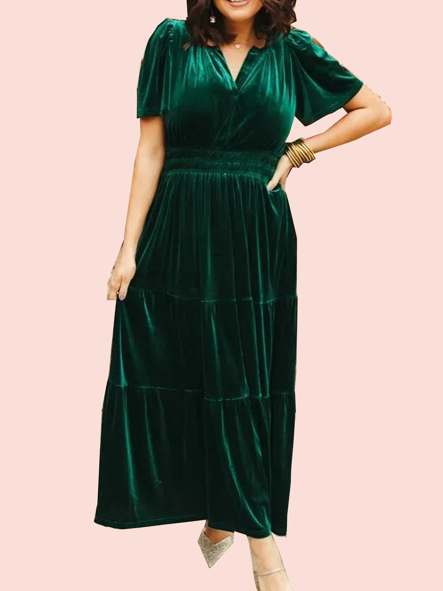 Women's Velvet Tiered Maxi Dress (Buy 2 Free Shipping)