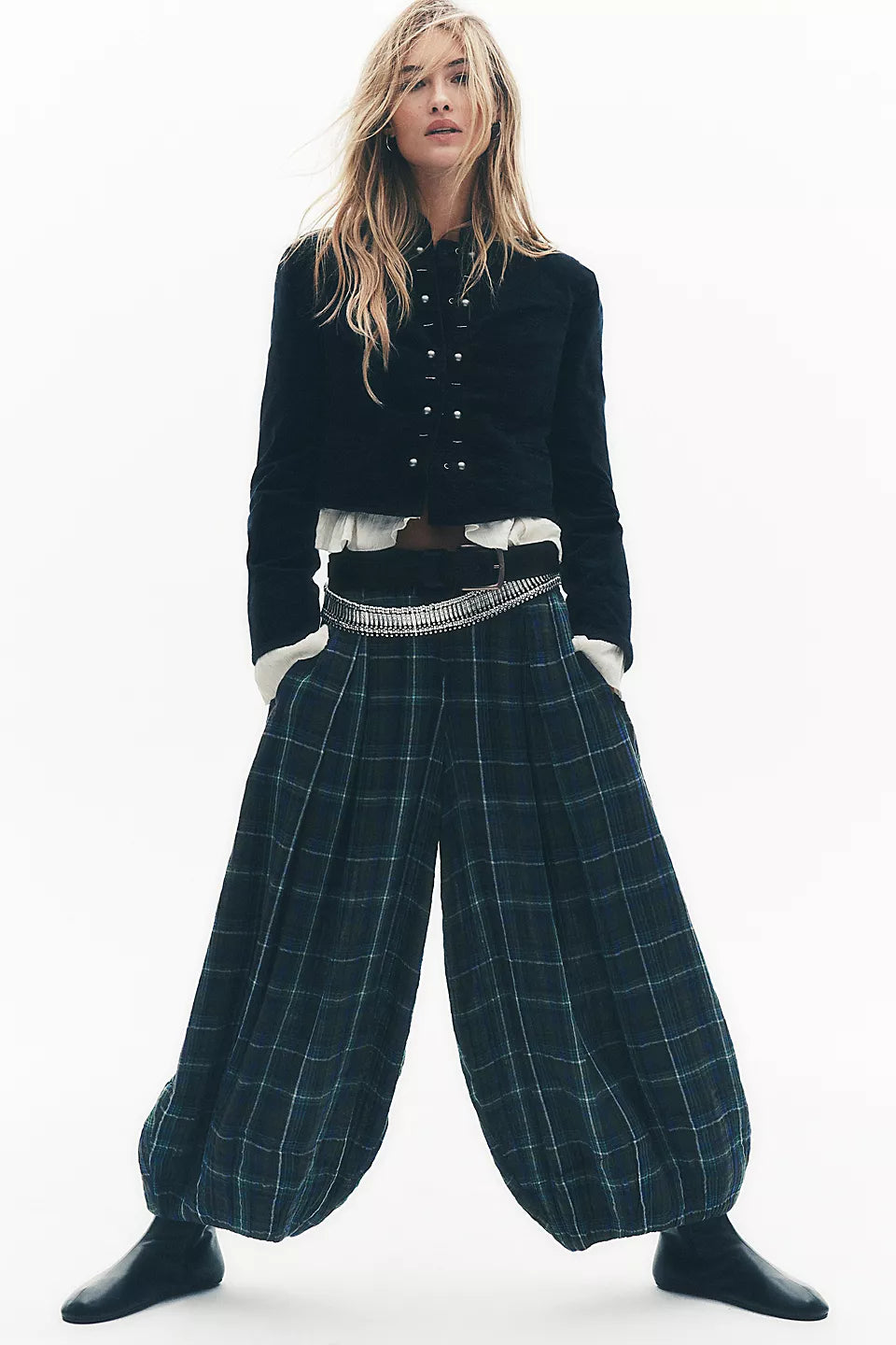 Boho Relaxed Fit Plaid Balloon Pants