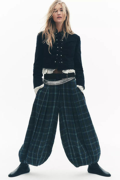 Boho Relaxed Fit Plaid Balloon Pants