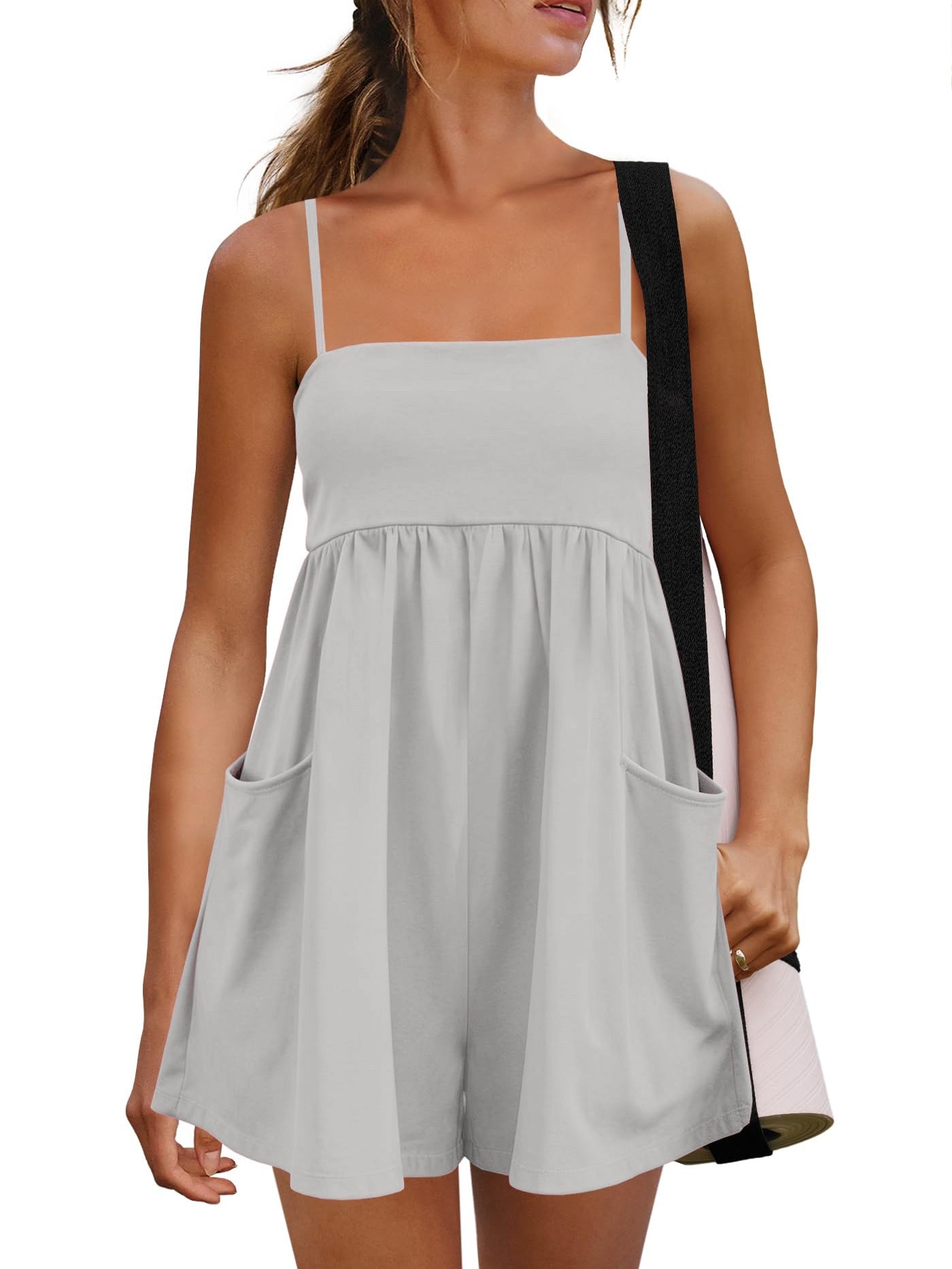 Women's Summer Sleeveless Strappy Athletic Romper-with Pocket