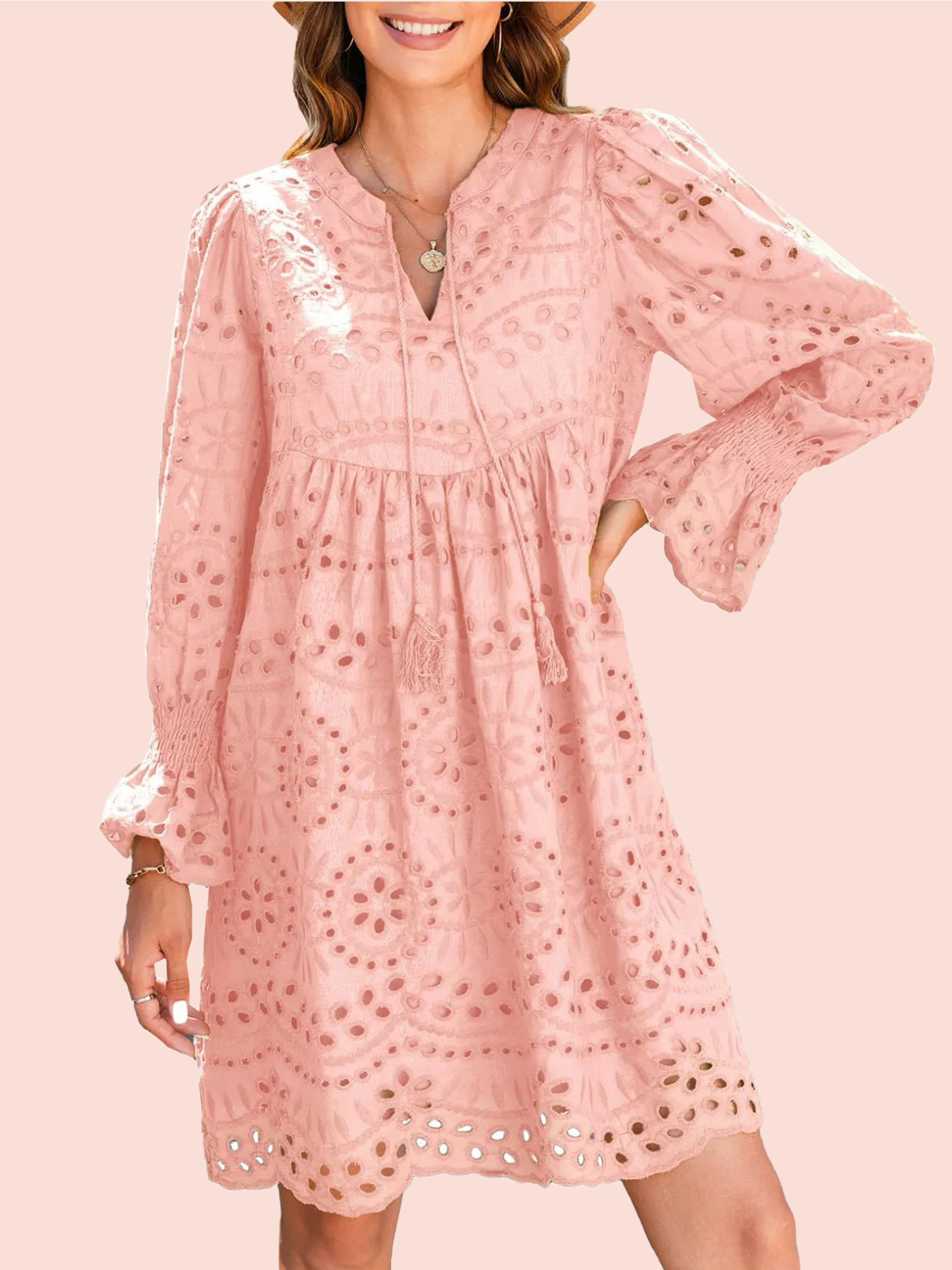 Women¡¯s V Neck Eyelet Lace Dress (Buy 2 Free Shipping)