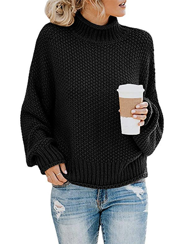 Limited time sale🔥Oversized Turtleneck Batwing Sleeve Pullover Top