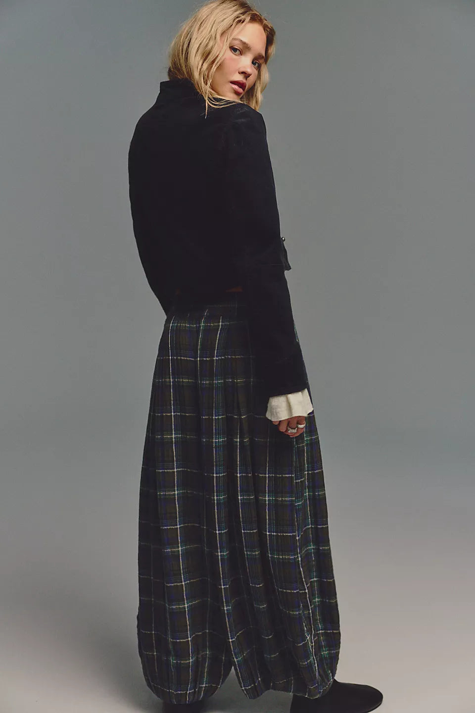 Boho Relaxed Fit Plaid Balloon Pants