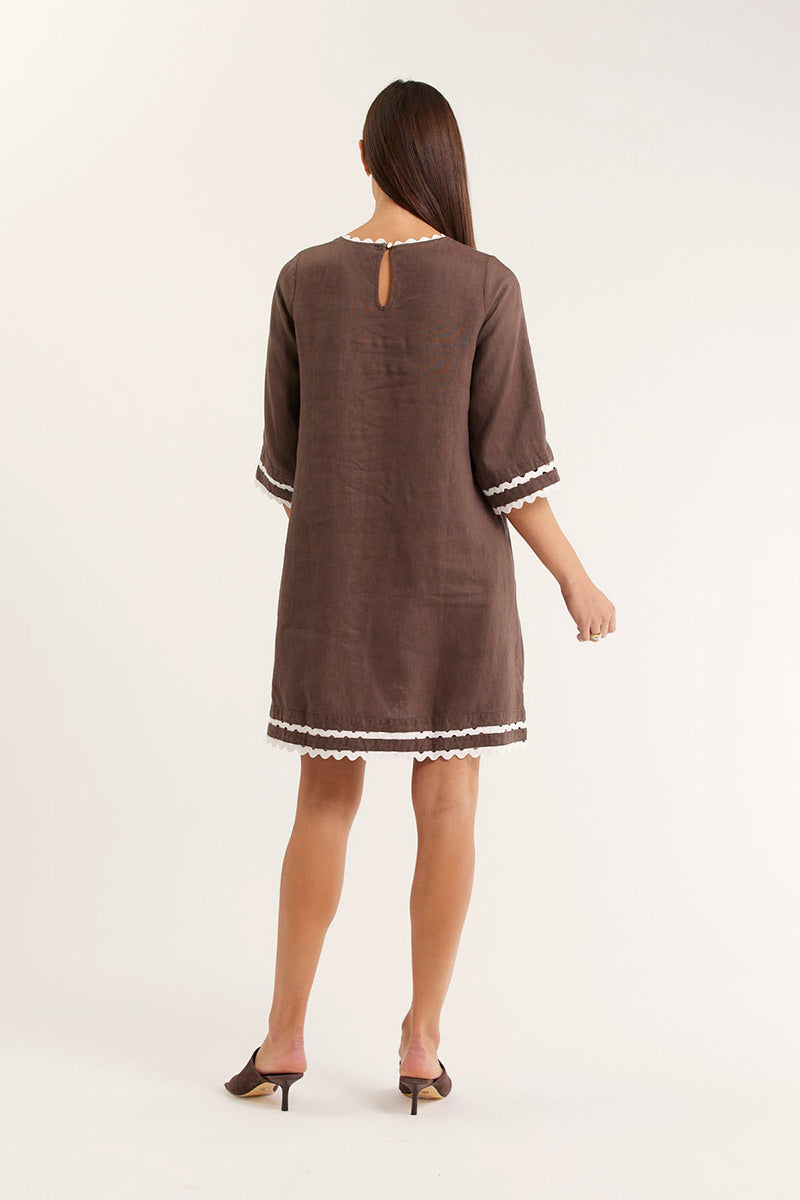 Lace-trimmed short-sleeved loose dress（BUY 2 FREE SHIPPING)