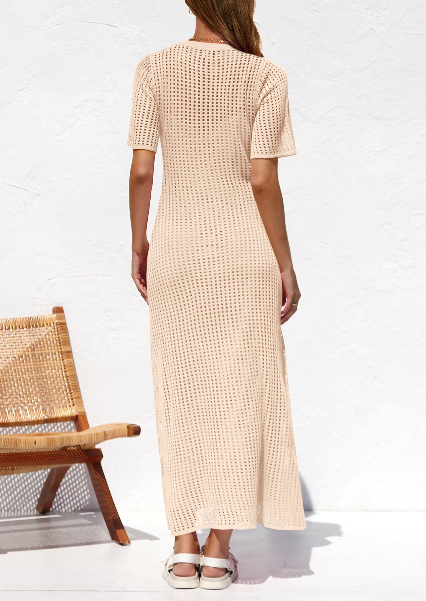 HOT SALE Women's Hollow Cover Up and Slip Dress Two-Piece Dress