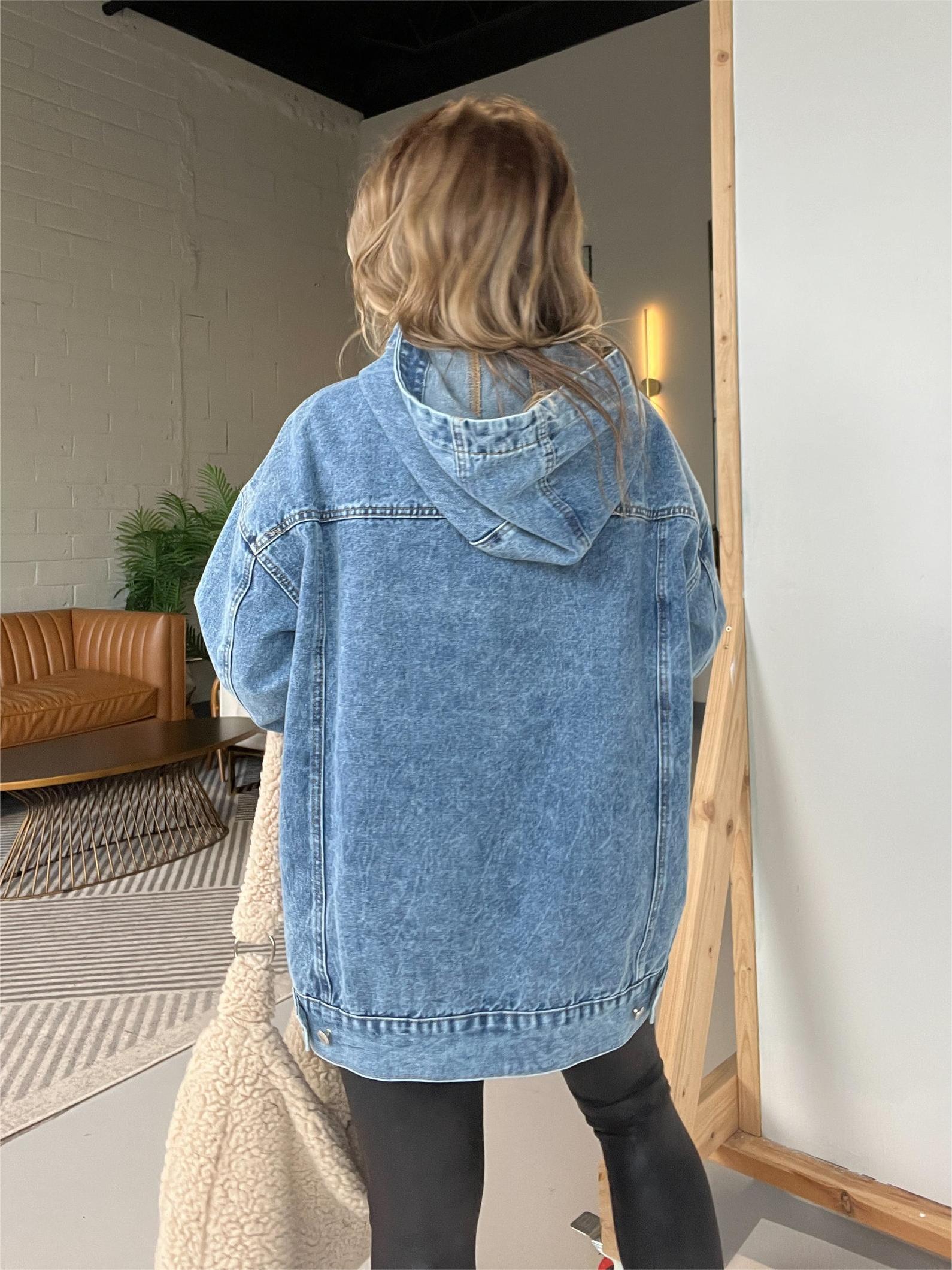 🔥🔥🔥🔥Denim Hooded Sweatshirt with Front Pockets (Buy 2 Free Shipping)
