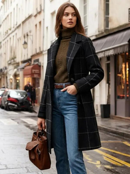Vintage Checker Loose Trench Coat