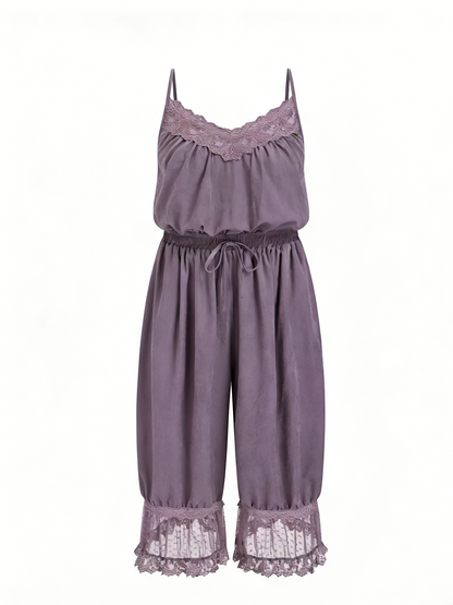 Women's Lace Camisole Jumpsuit with Cropped Trousers