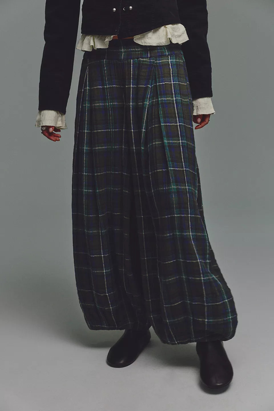 Boho Relaxed Fit Plaid Balloon Pants