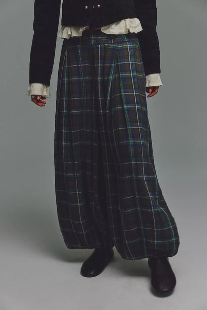Boho Relaxed Fit Plaid Balloon Pants