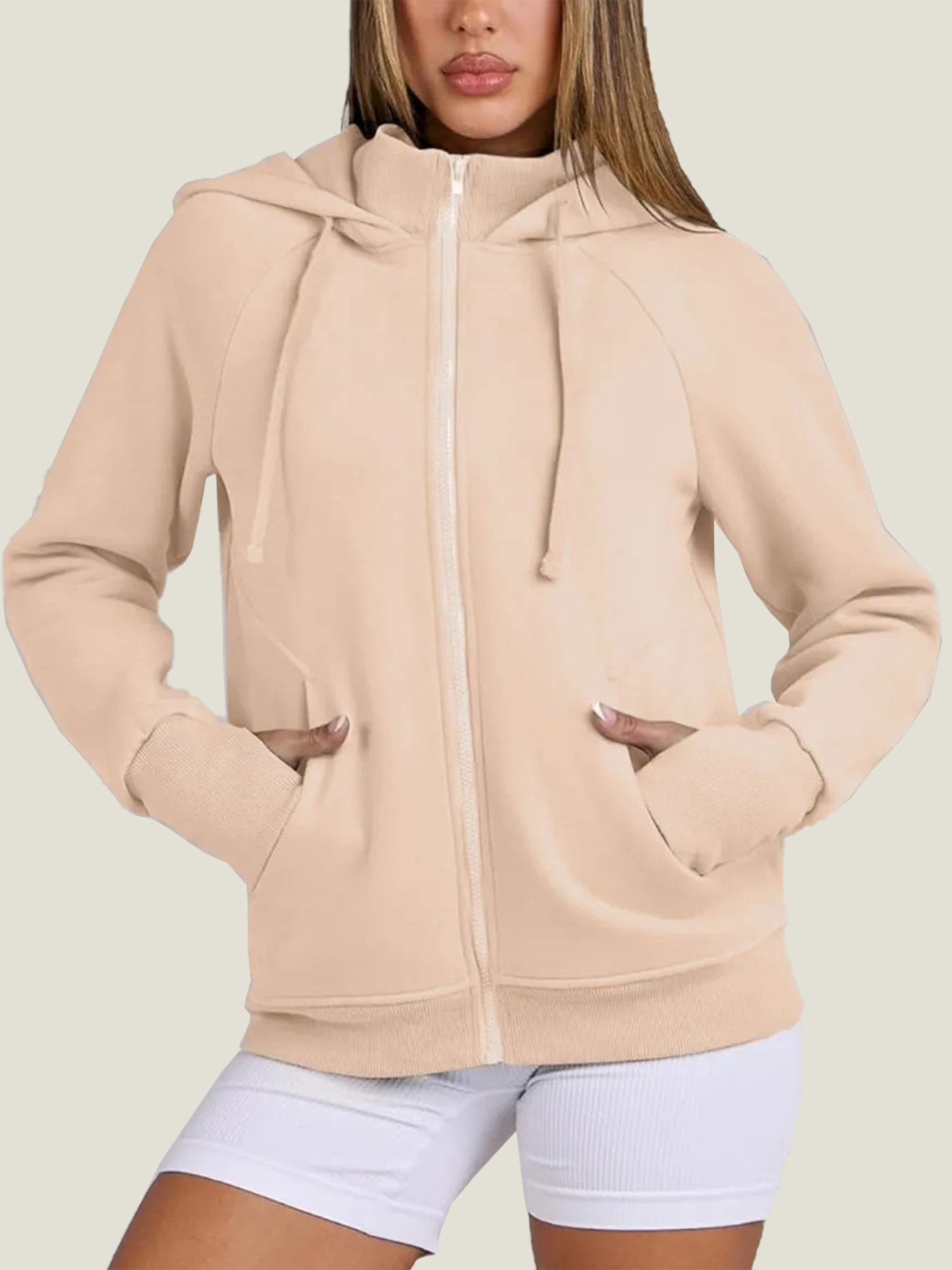 Women's Zip Up Drawstring Hoodie Jacket (Buy 2 Free Shipping)