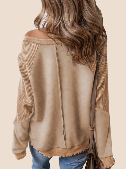 Women's  Reverse Seam Waffle Knit Sweatshirt (Buy 2 Free Shipping)